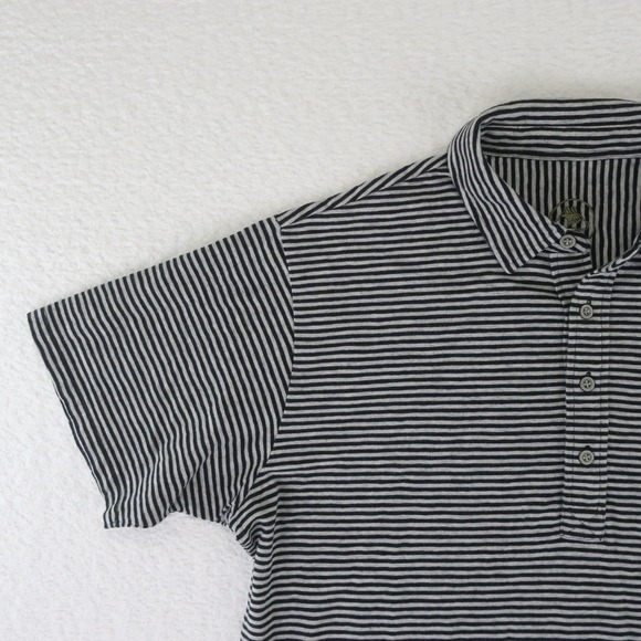 H Goose Polo Shirt Mens Large Black Gray Striped Cotton Trusted Field‎ Companion - Picture 3 of 11